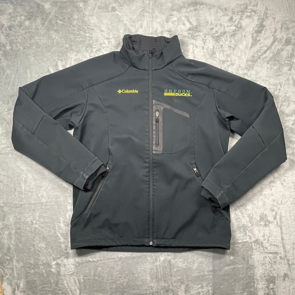 Columbia Softshell Jacket Mens L Black Oregon Ducks Omni-Heat